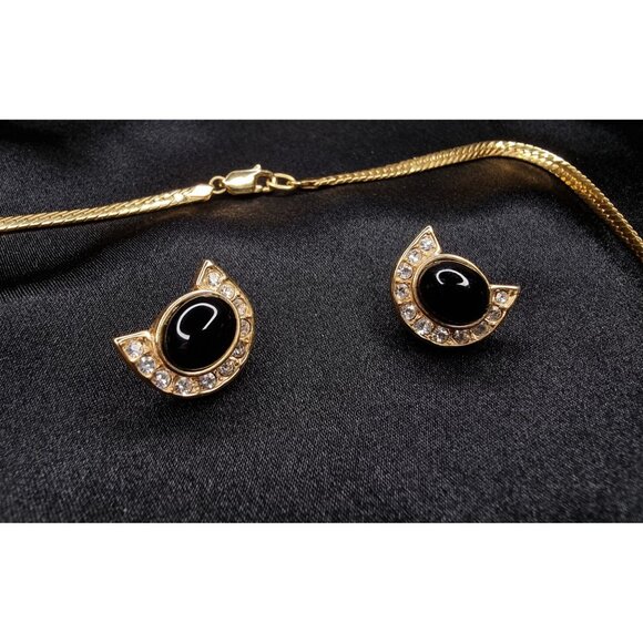 Rare Find Vintage Krementz 1980s Signed Gold-Tone Necklace & Earrings Set - Picture 6 of 6